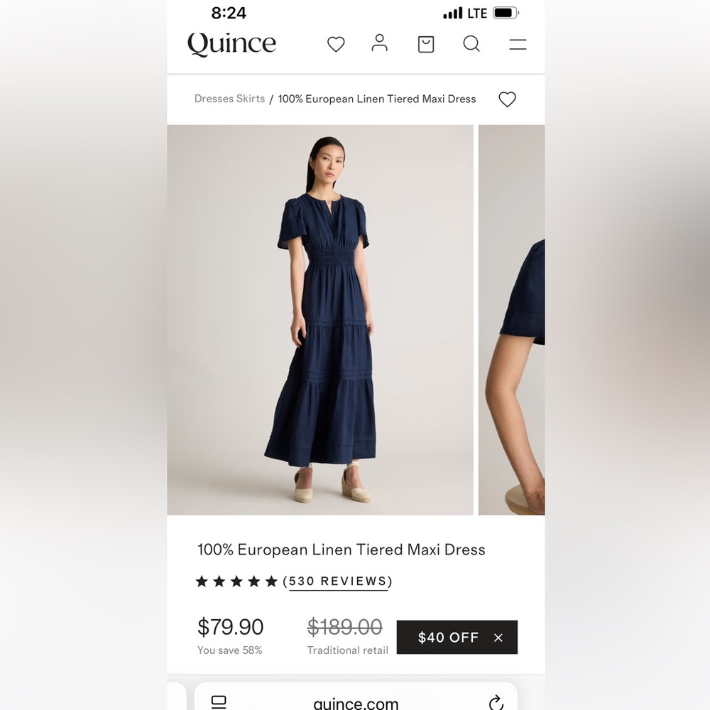 Quince Navy Tiered Maxi Dress